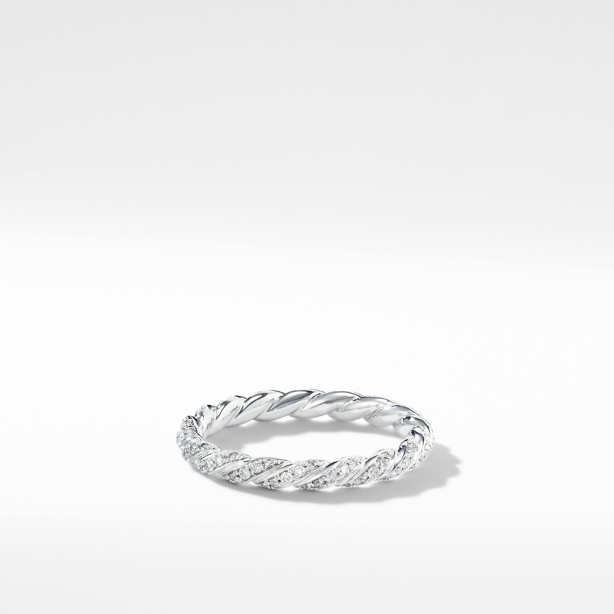 David Yurman Paveflex Ring with Diamonds in 18K White Gold, 2.7mm