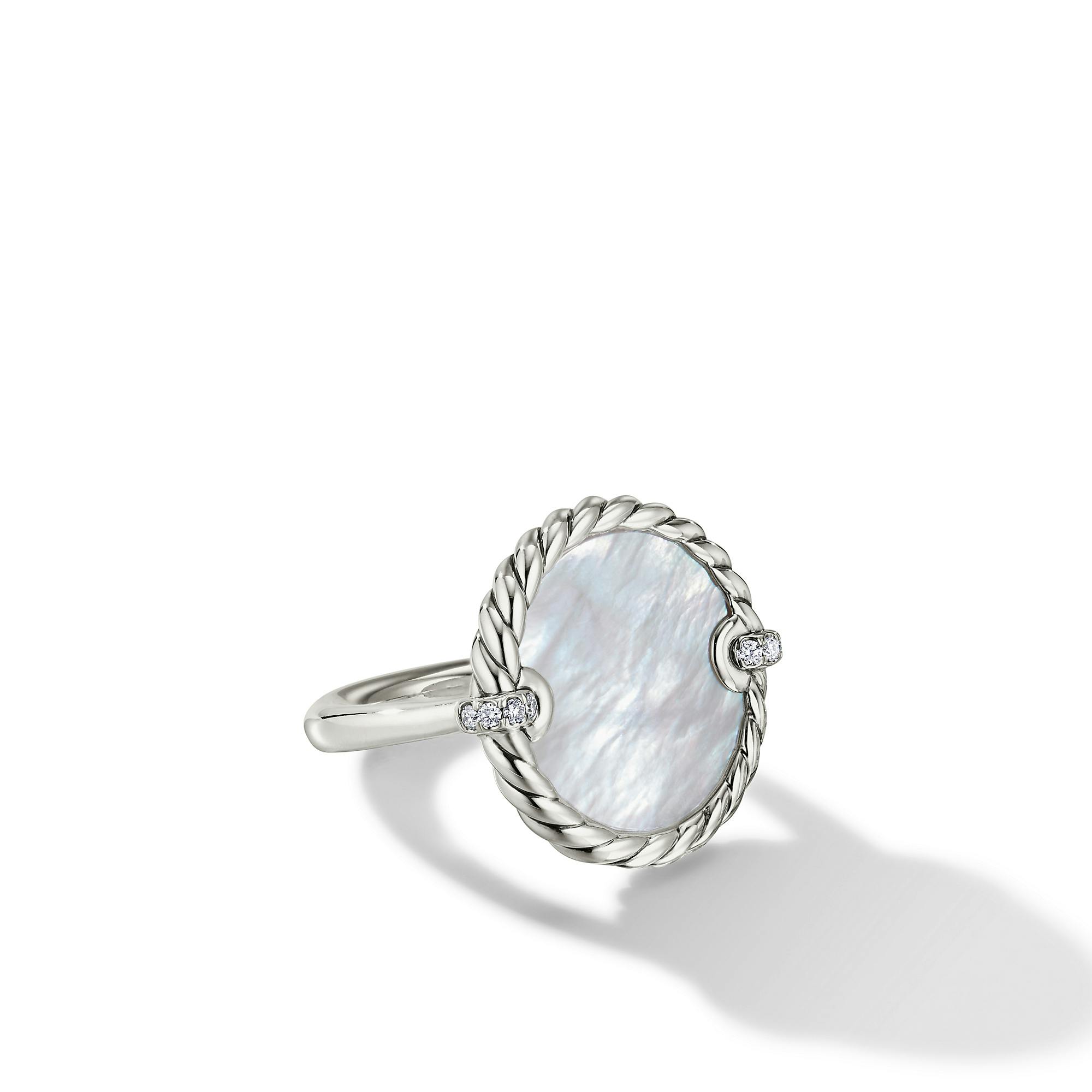 David Yurman DY Elements Ring with Mother of Pearl and Pave Diamonds