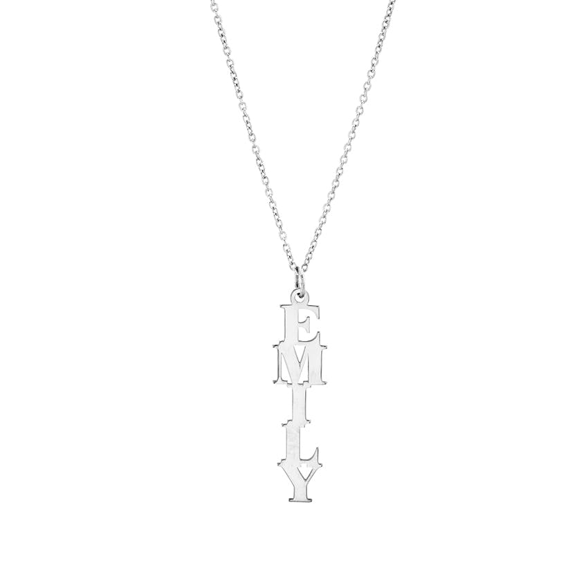 Sterling Silver Vertical Monogram Pendant Necklace
