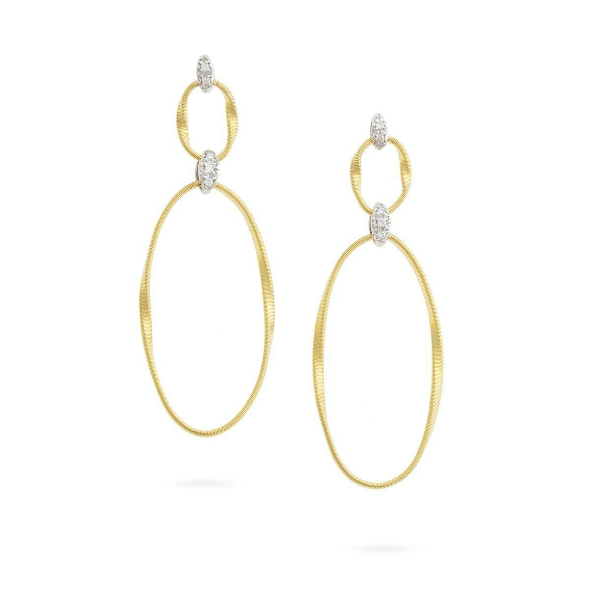 Marco Bicego Marrakech Onde Yellow Gold & Diamond Double Twist Coil Earrings