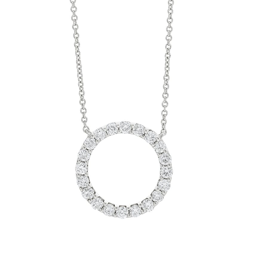 White Gold 0.50 Carat Open Diamond Circle Pendant Necklace