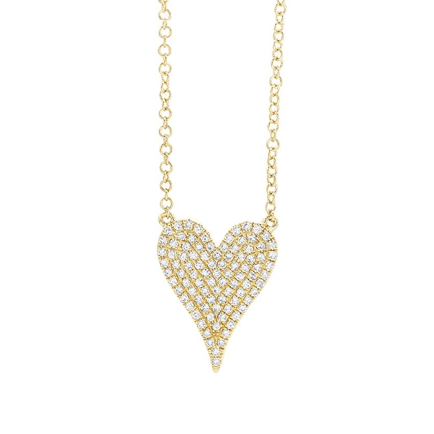 Yellow Gold 0.21 Carat Diamond Heart Pendant Necklace