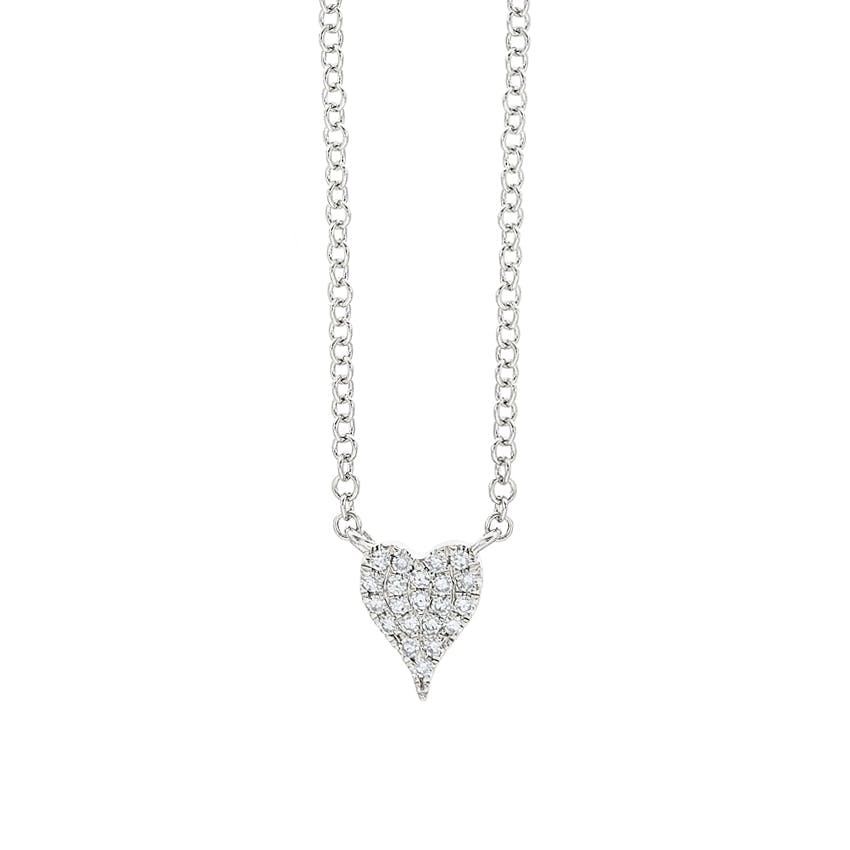 White Gold 0.05 Carat Diamond Heart Pendant Necklace