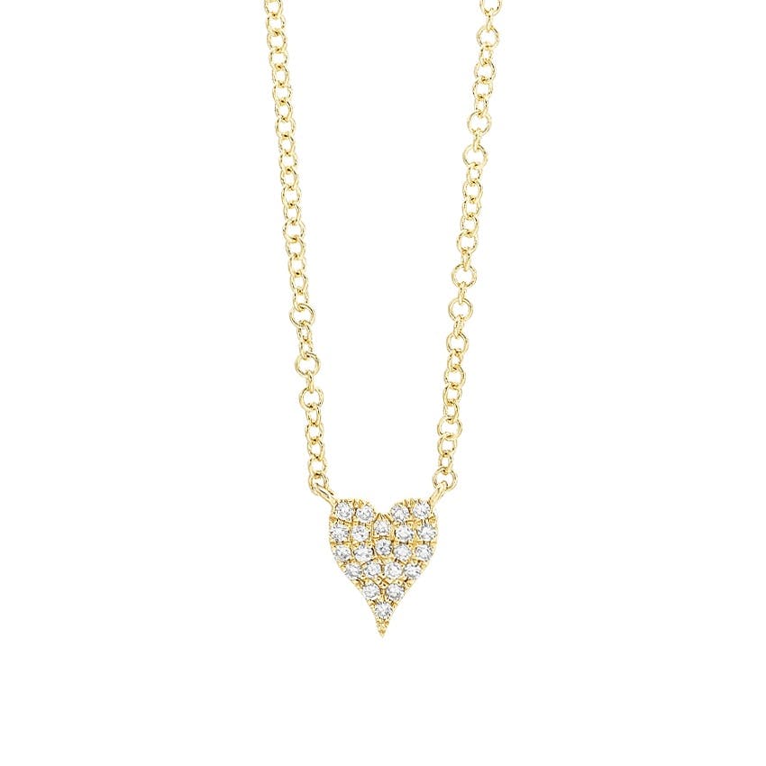 Yellow Gold 0.05 Carat Diamond Heart Pendant Necklace