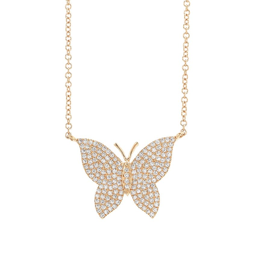 Rose Gold 0.36 Carat Butterfly Pendant Necklace