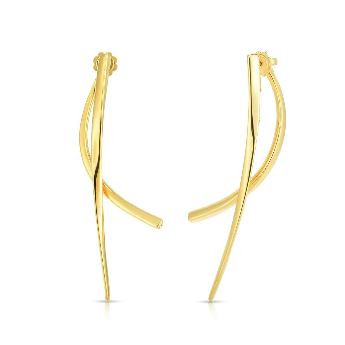 Roberto Coin Yellow Gold Oro Tapered Bar Earrings