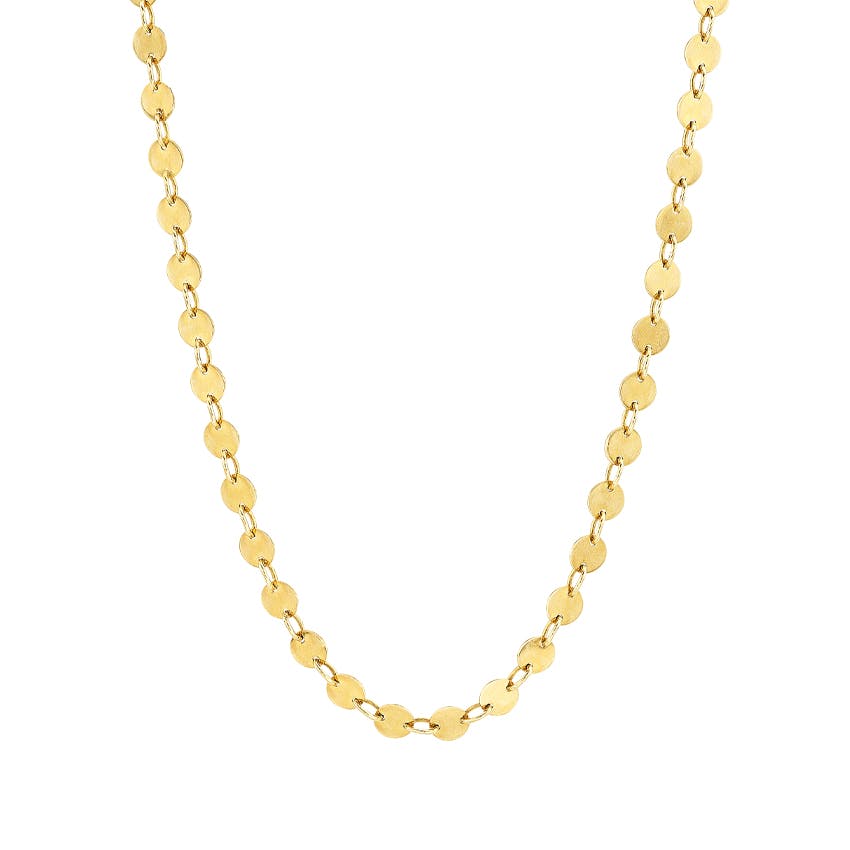 Yellow Gold 30 Inch Disc Necklace