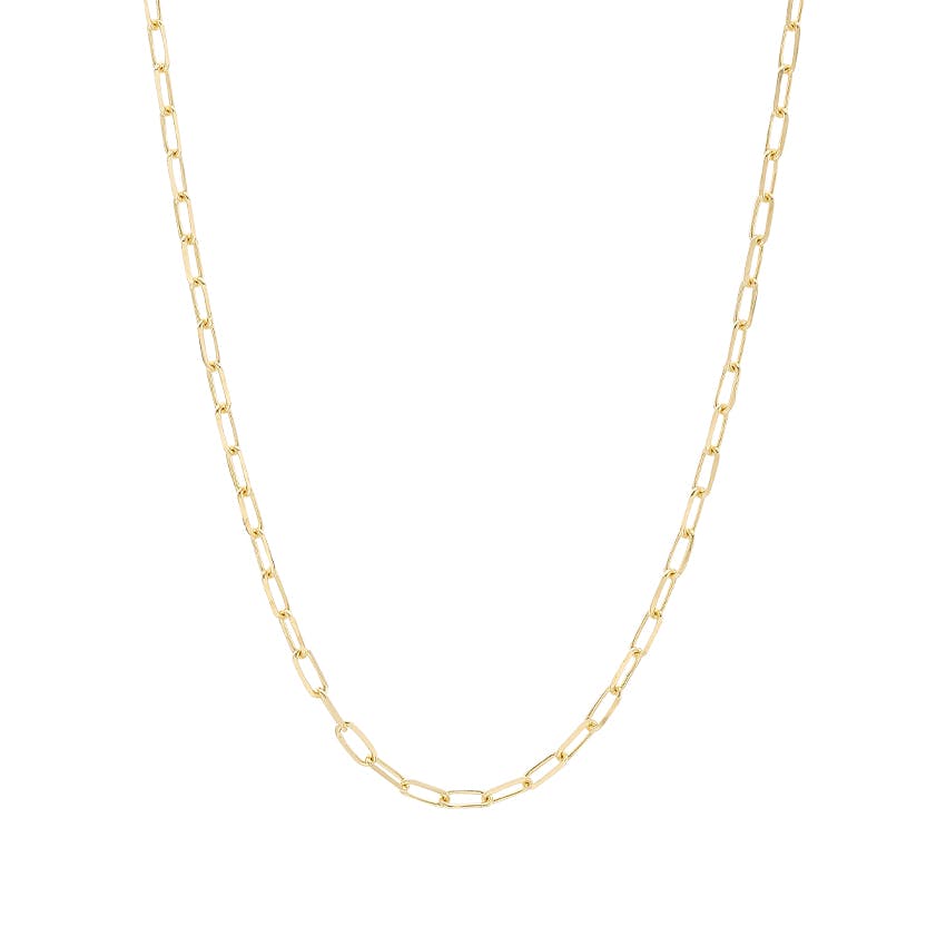 Yellow Gold 1.95mm Paperclip Link 18 Inch Chain Necklace