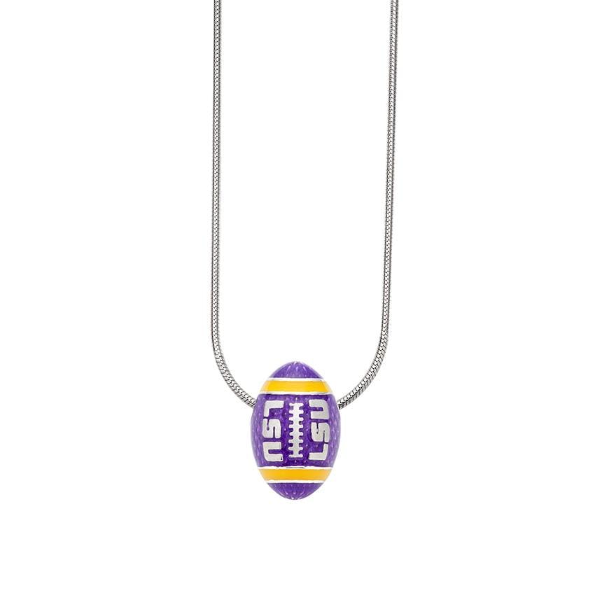 Purple & Gold LSU Football Pendant Necklace