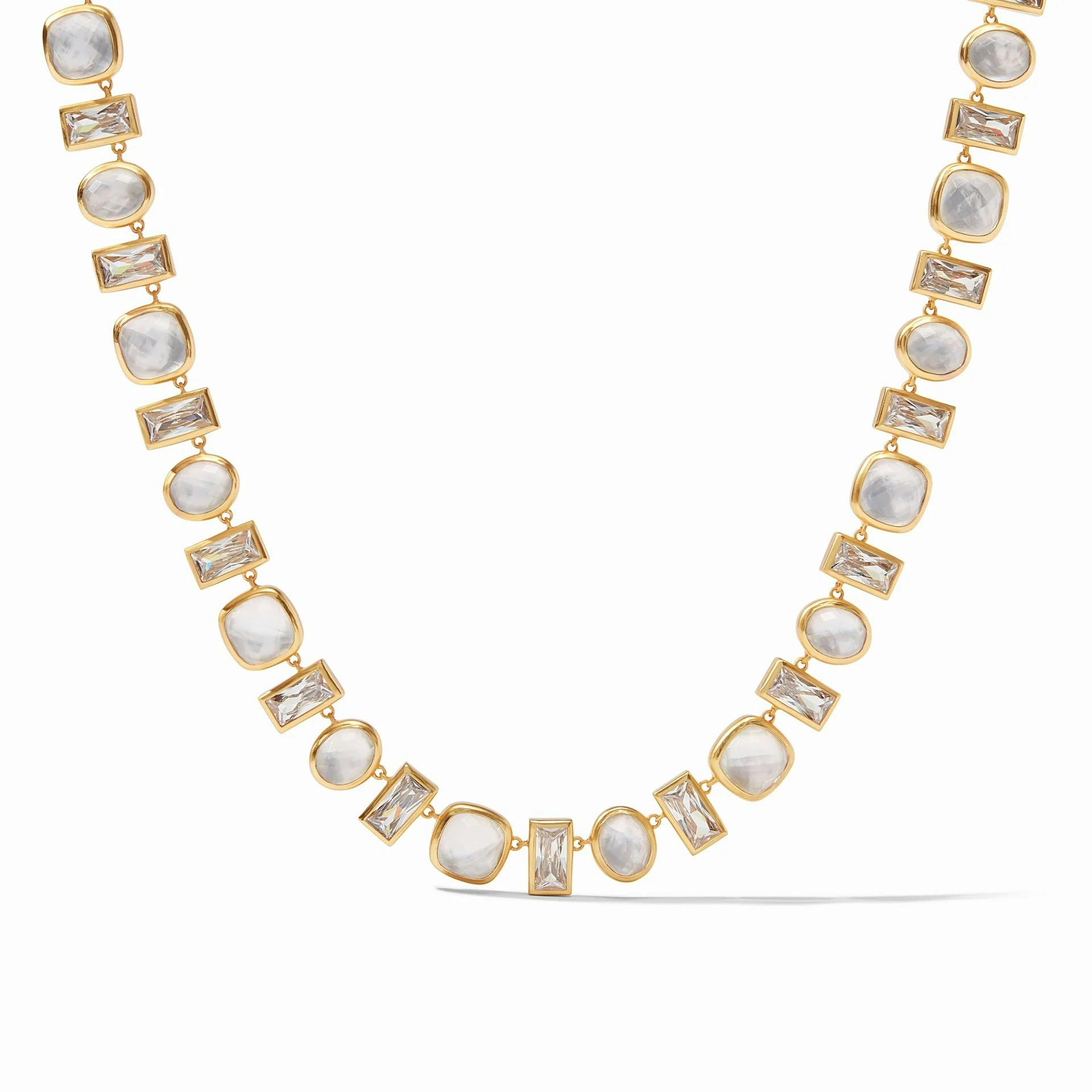 Julie Vos Iridescent Clear Crystal Antonia Tennis Necklace