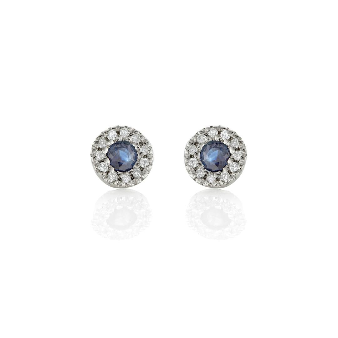 Dainty Sapphire and Ruby Halo Studs