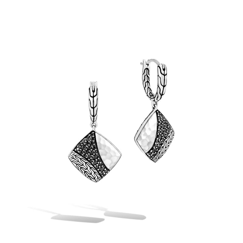 John Hardy Twisted Pave Drop Earrings with Black Sapphires 0