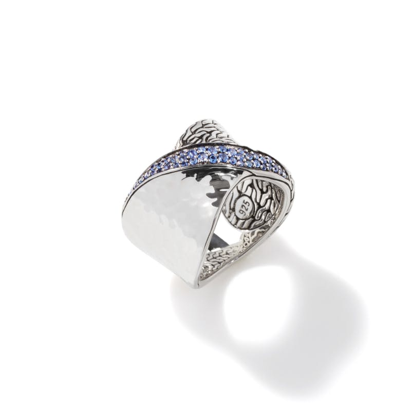 John Hardy Twisted Collection Cable Ring with Blue Sapphires 0