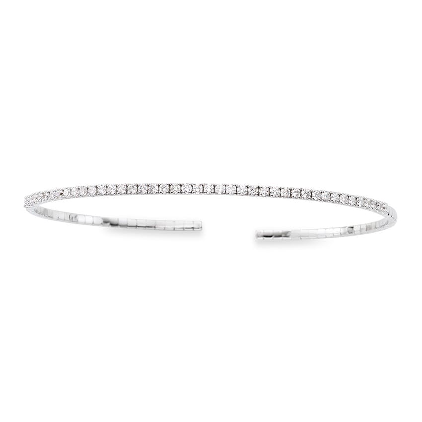 White Gold & Diamond Thin Cuff Bracelet