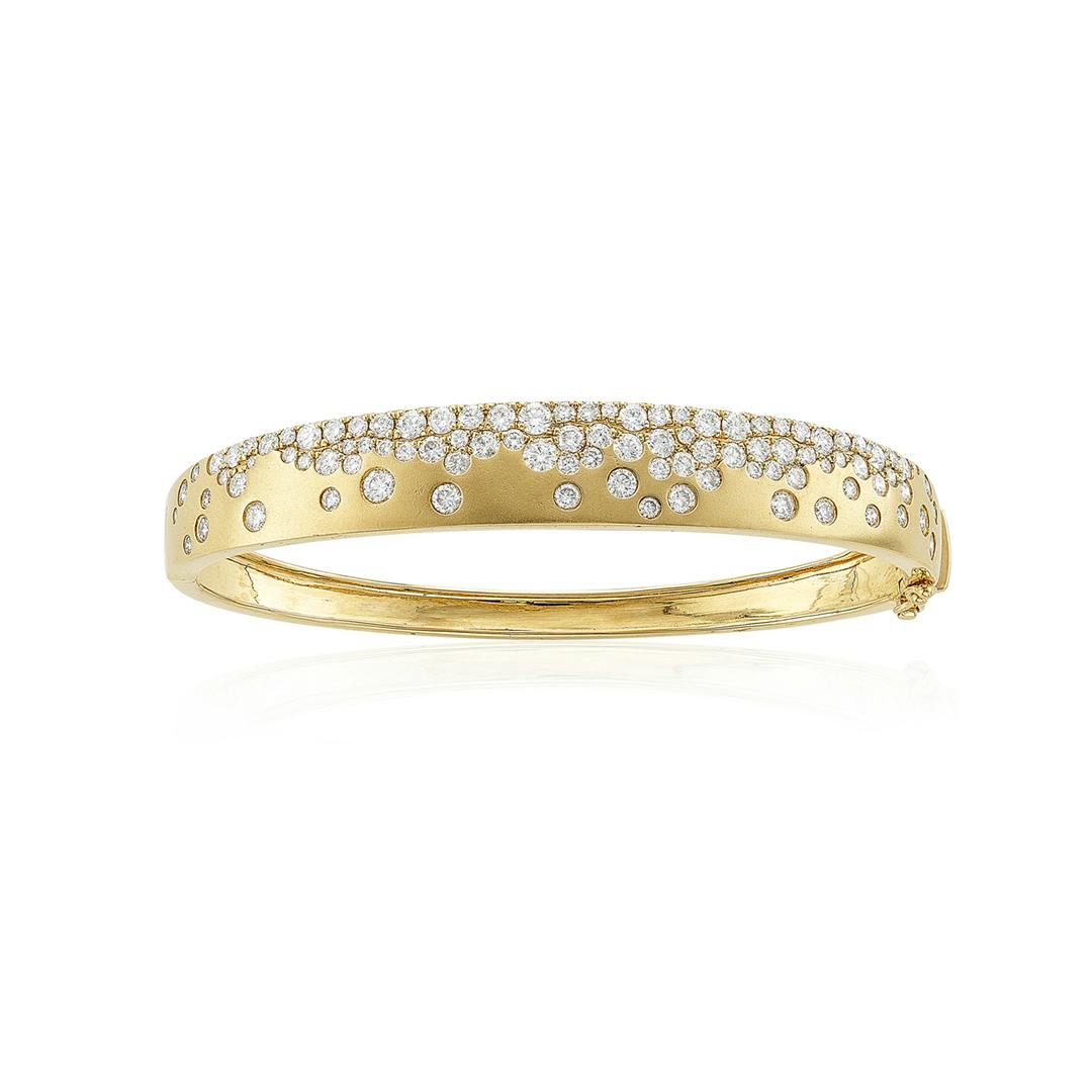 3.28 CTW Scattered Diamond Yellow Gold Bangle