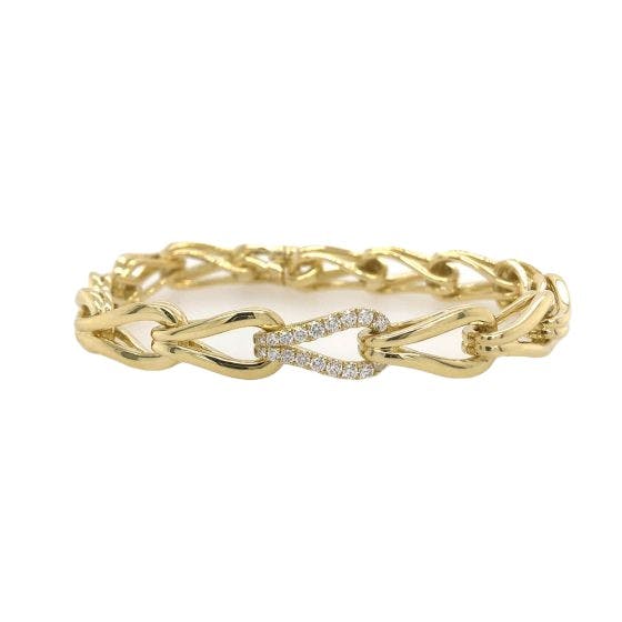 Charles Krypell Yellow Gold and Diamond Loop Link Bracelet 0