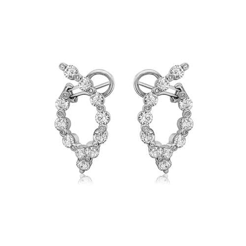 Charles Krypell 3.43CTW Wishbone Diamond Bypass Hoop Earrings 0