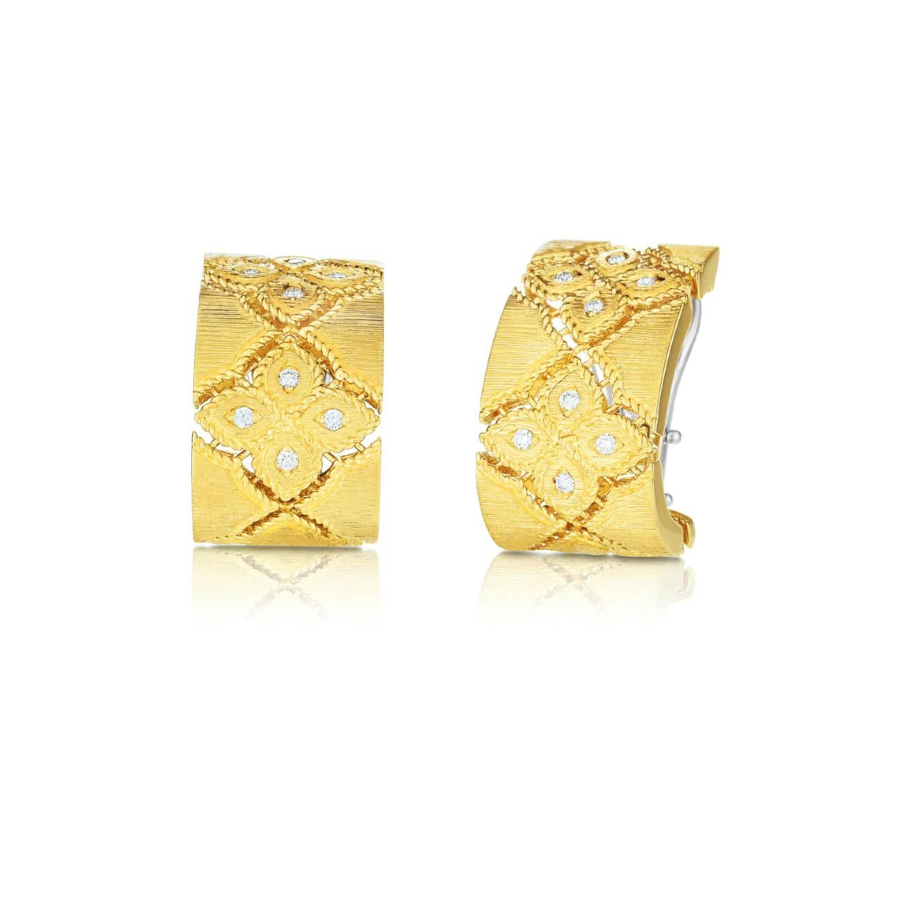 Roberto Coin Venetian Princess Yellow Gold Diamond Earrings 0