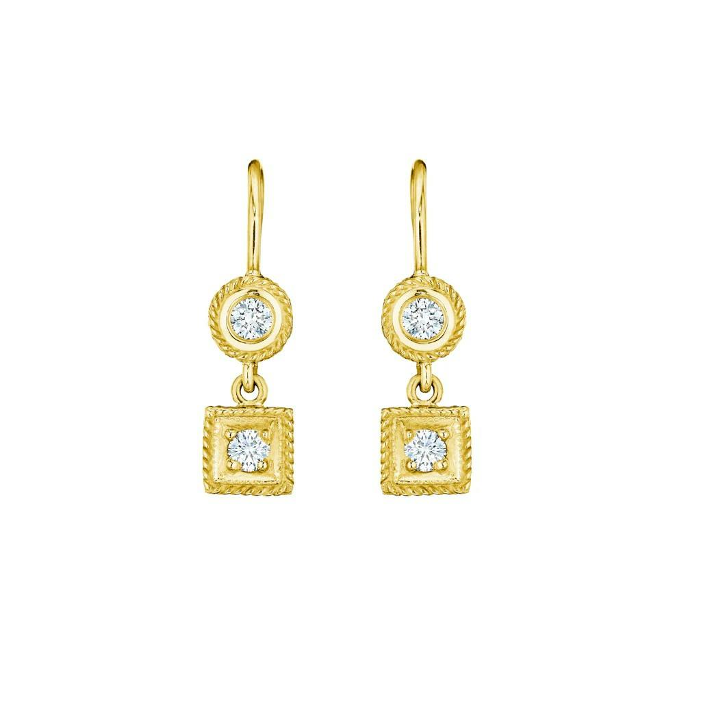 Penny Preville Yellow Gold Engraved Classic Drop Earrings 0