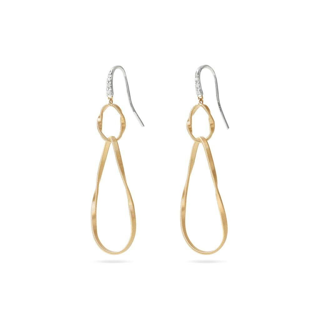 Marco Bicego Marrakech Onde Collection 18K Yellow Gold and Diamond Double Drop Hook Earring 0