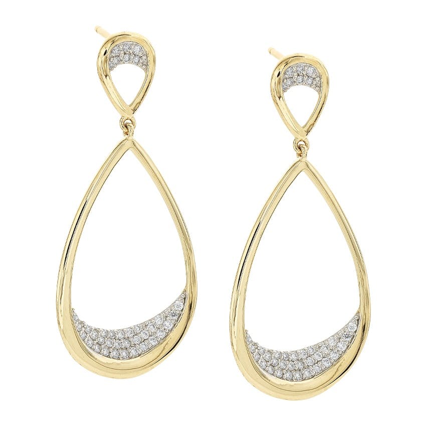 Yellow Gold & 0.38 CTW Diamond Accented Open Teardrop Earrings 0