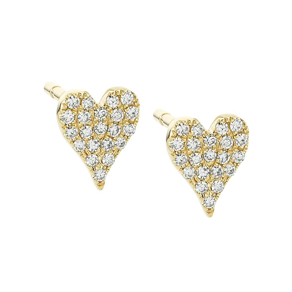 Yellow Gold 0.10 CTW Diamond Heart Post Earrings 0