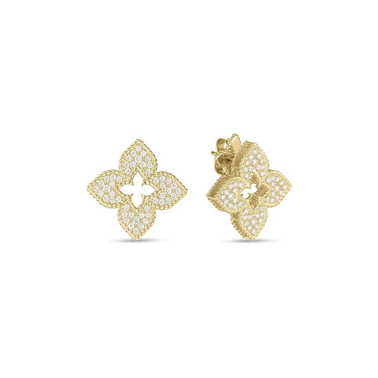 Roberto Coin Petite Venetian Princess Yellow Gold Diamond Stud Earrings 0