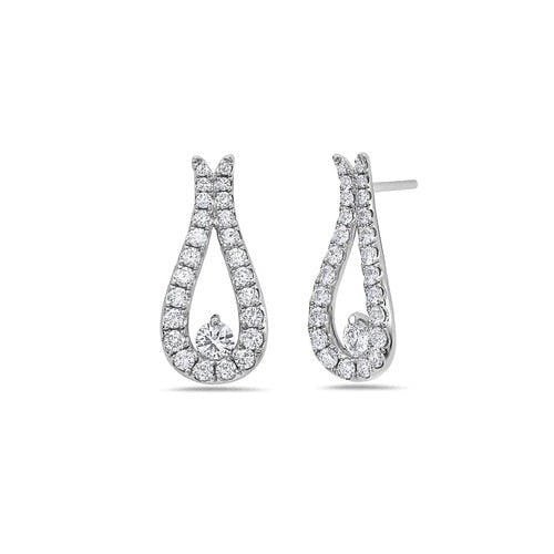 Charles Krypell White Gold and Diamond Teardrop Loop Earrings 0