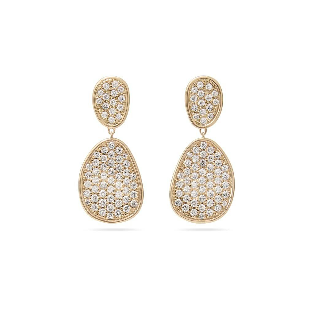 Marco Bicego Lunaria Collection 18K Yellow Gold and Diamond Pave Small Double Drop Earrings 0
