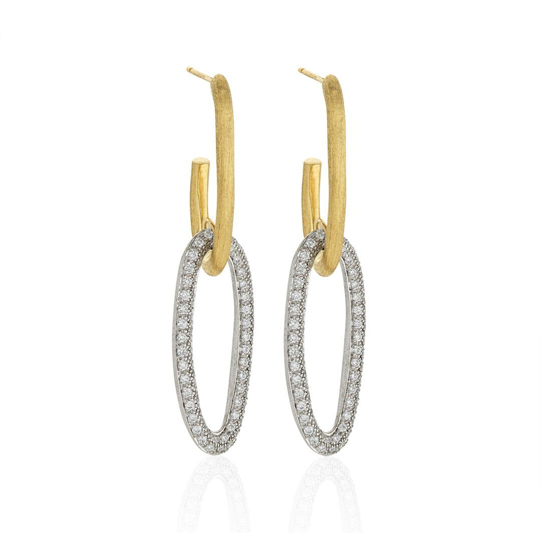 Marco Bicego Jaipur Yellow Gold Link Drop Earrings with Diamonds