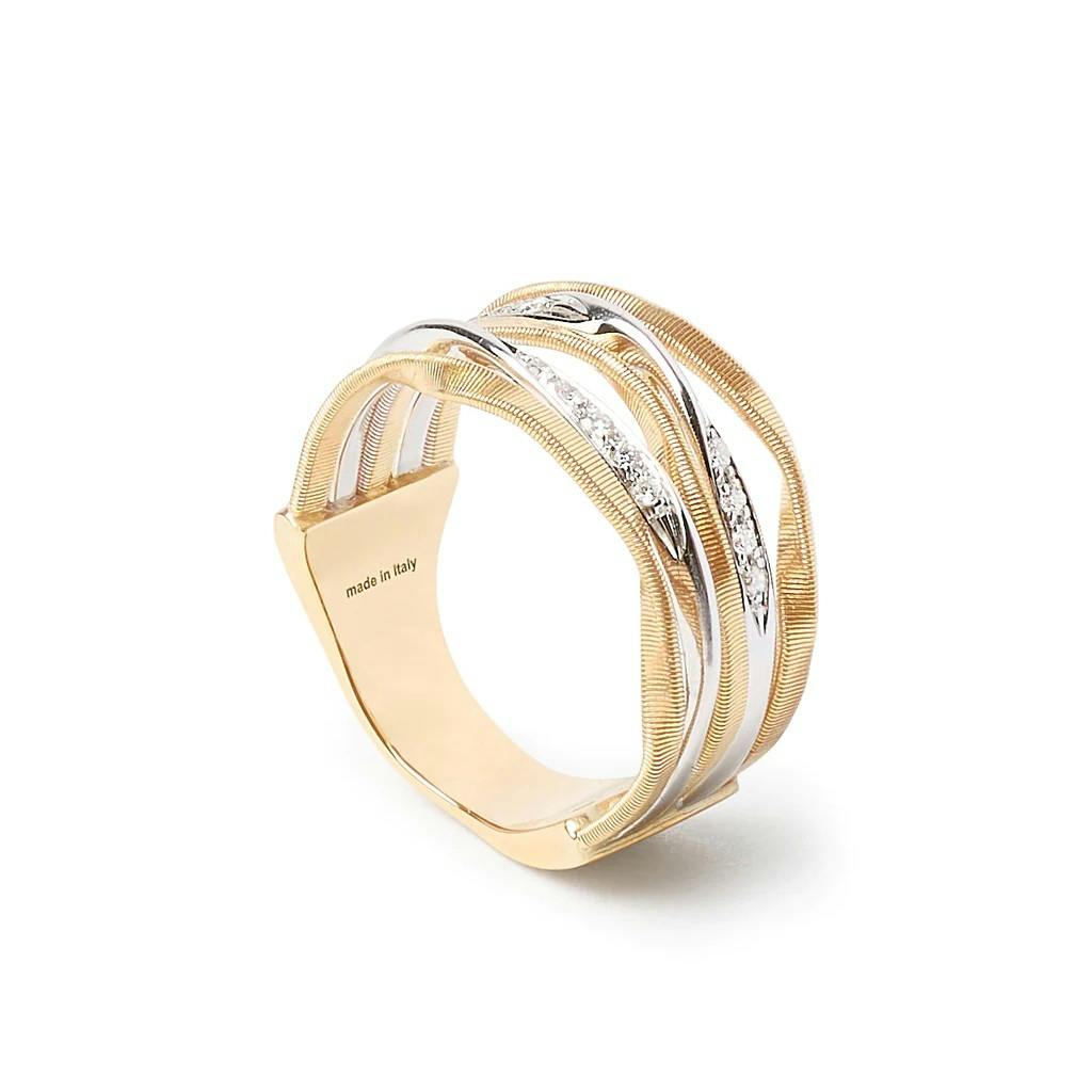 Marco Bicego Marrakech Onde Collection 18K Yellow Gold and Diamond Small Multi Strand Ring 0