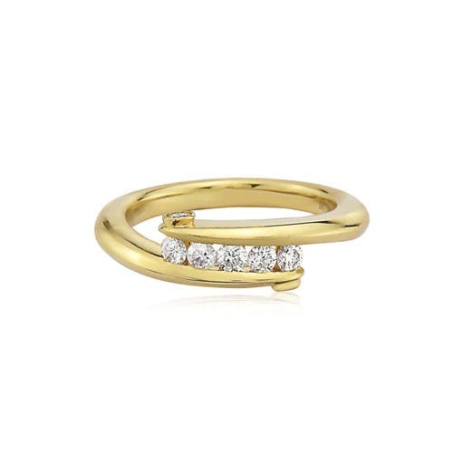 Charles Krypell Yellow Gold and Diamond Bypass Ring