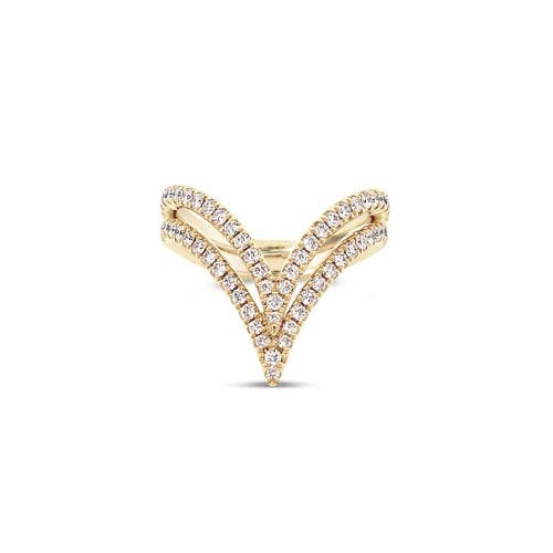 Charles Krypell Yellow Gold and Diamond Double-V Ring 0
