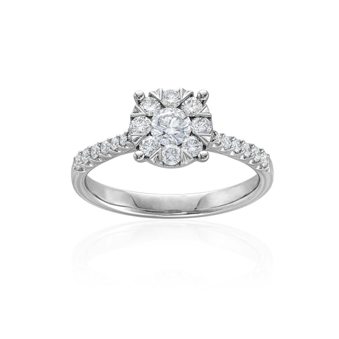 Round Cluster White Gold and Diamond Engagement Ring 0