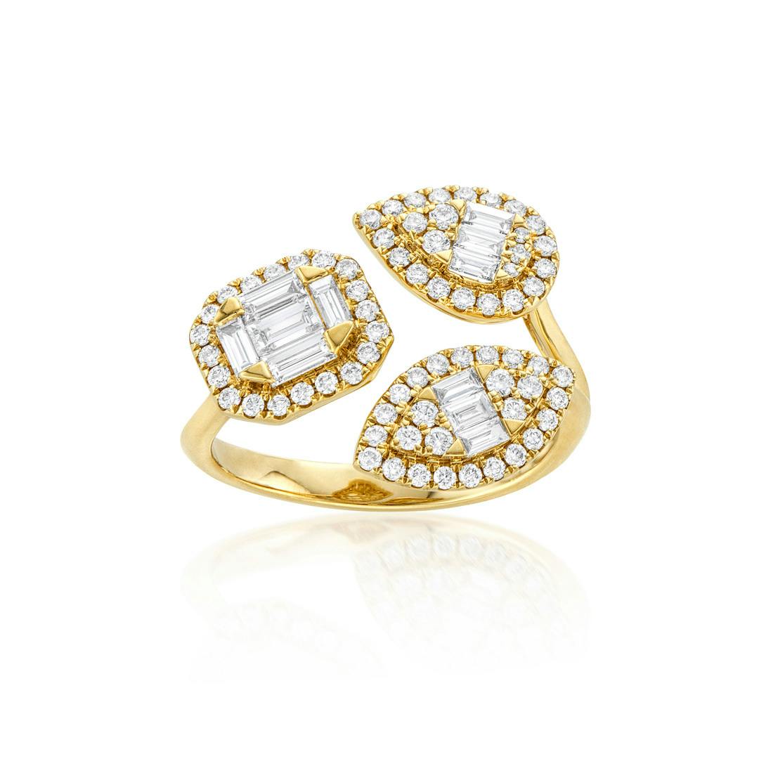 Mix Shape Diamond Yellow Gold Fashion Ring