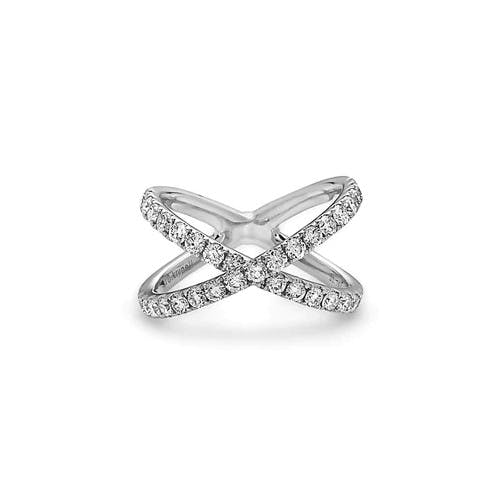 Charles Krypell White Gold and 1.10CTW Diamond X Ring 0