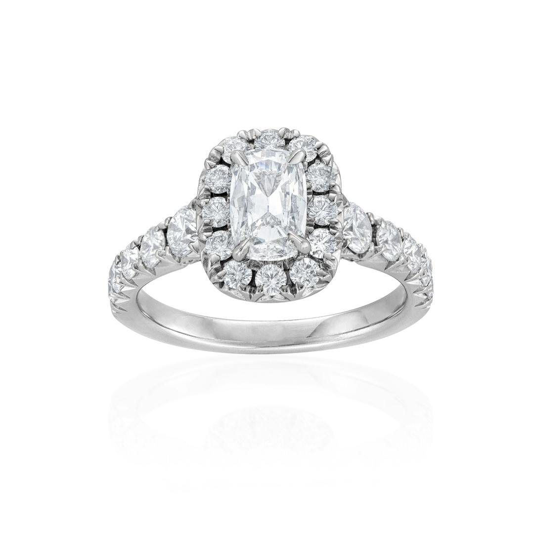 0.61 Carat Cushion Cut Diamond Engagement Ring