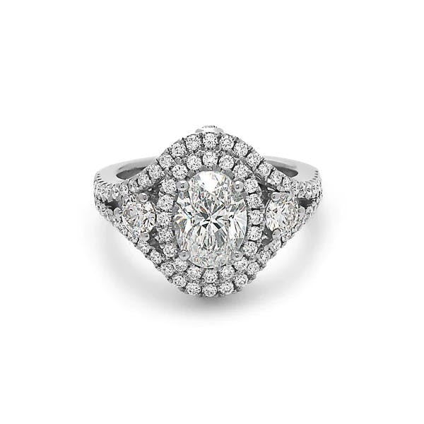 Charles Krypell Halo Style 0.70CT Oval Engagement Ring 0