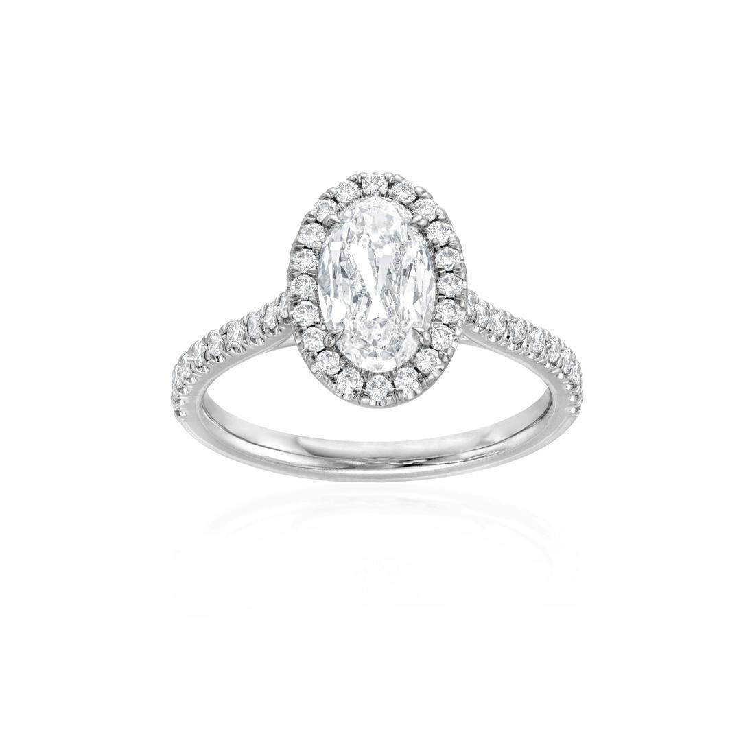 1.02CT Oval GIA Diamond Halo Engagement Ring 0