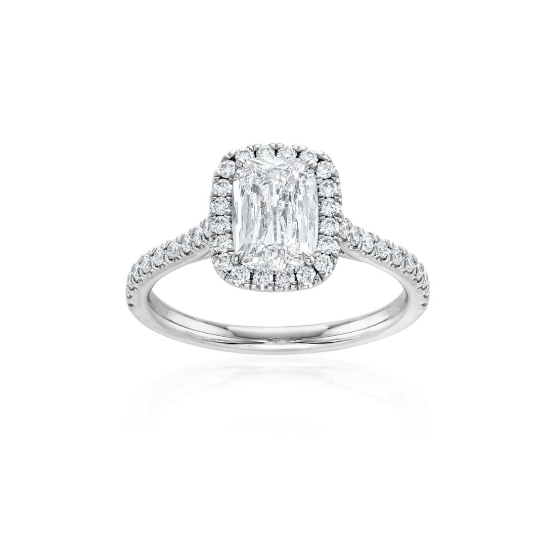 1.01CT Cushion GIA Diamond Halo Engagement Ring 0