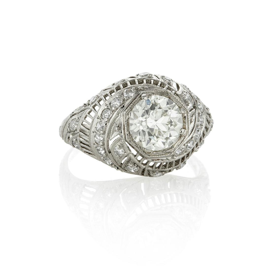 Estate Collection Platinum Swirl Engagement Ring 0
