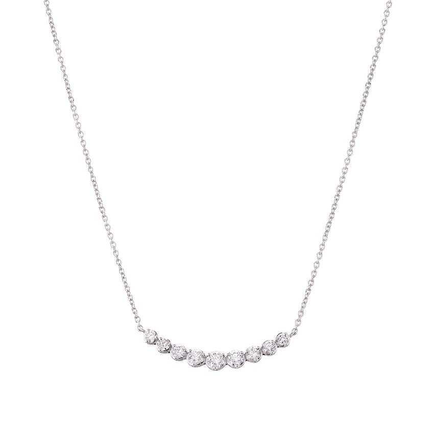 Graduated Diamond Bar Necklace in White Gold