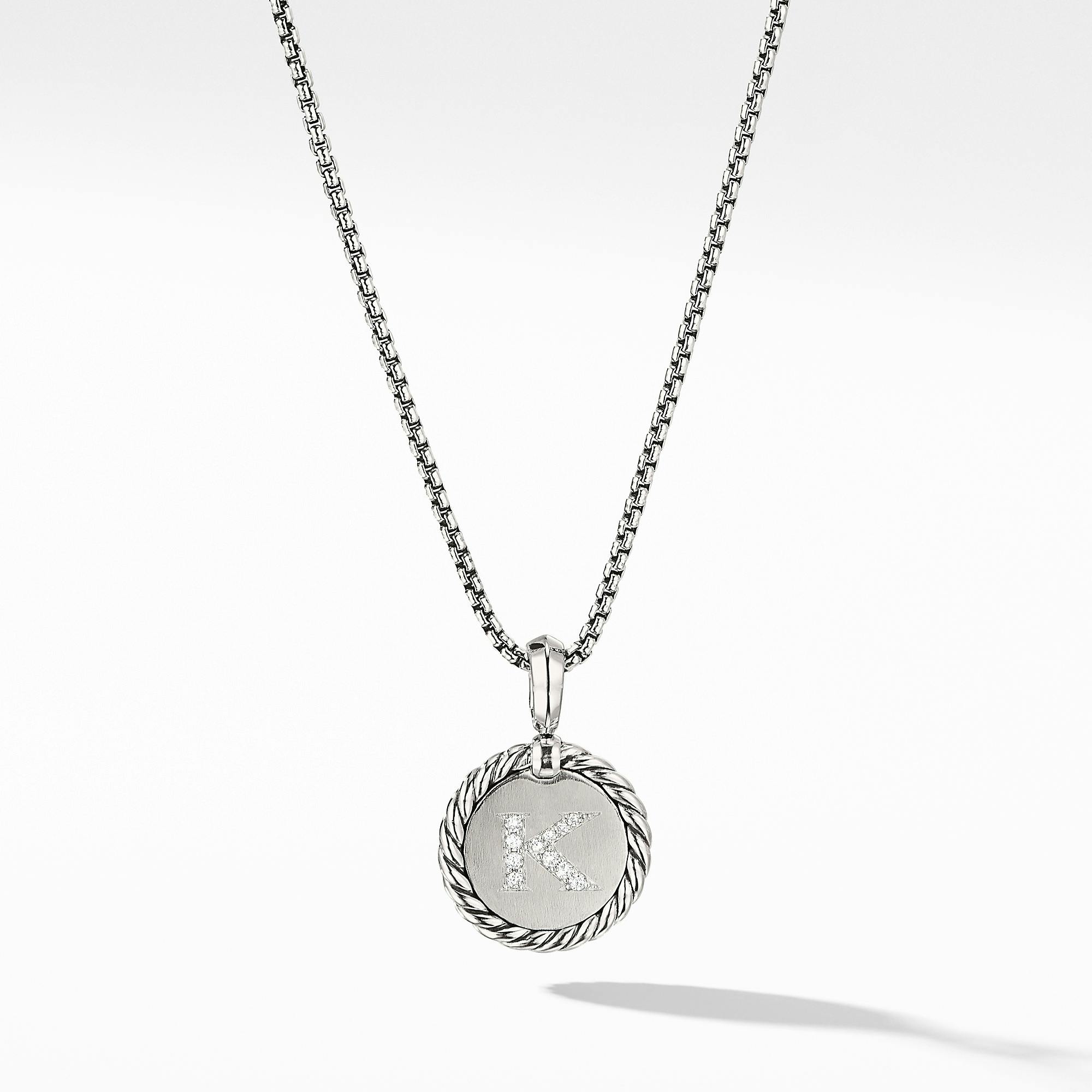 David Yurman "K" initial Charm Necklace with Diamonds