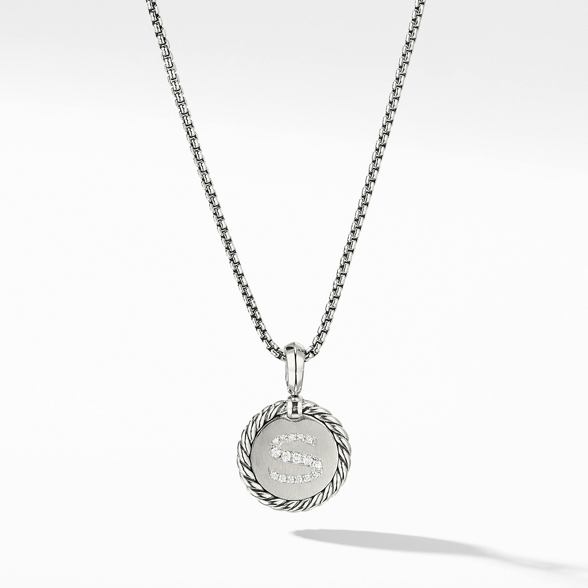 David Yurman "S" initial Charm Necklace with Diamonds
