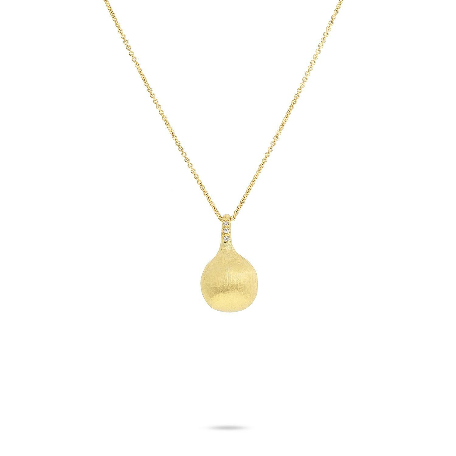 Marco Bicego Yellow Gold Africa Diamond Accented Drop Pendant Necklace