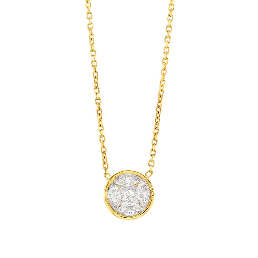 0.55 CTW Marquise & Princess Cut Diamond Pendant Necklace