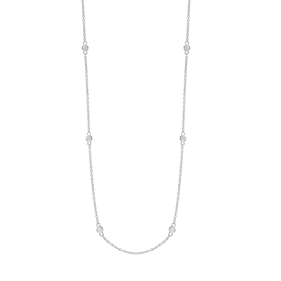 18 Inch Ten-Station White Gold Bezel Diamond Necklace