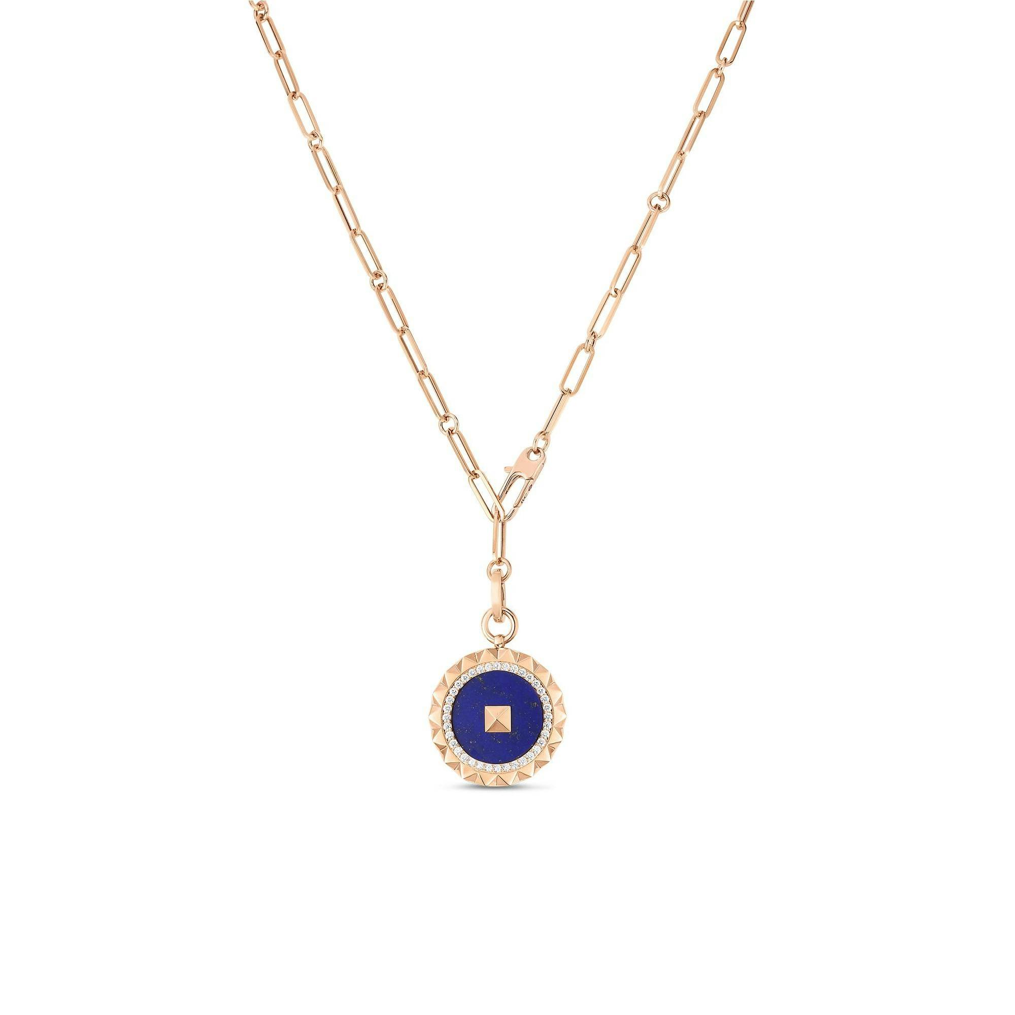 Roberto Coin 18k Rose Gold Obselisco Lapis Lariat Necklace 0