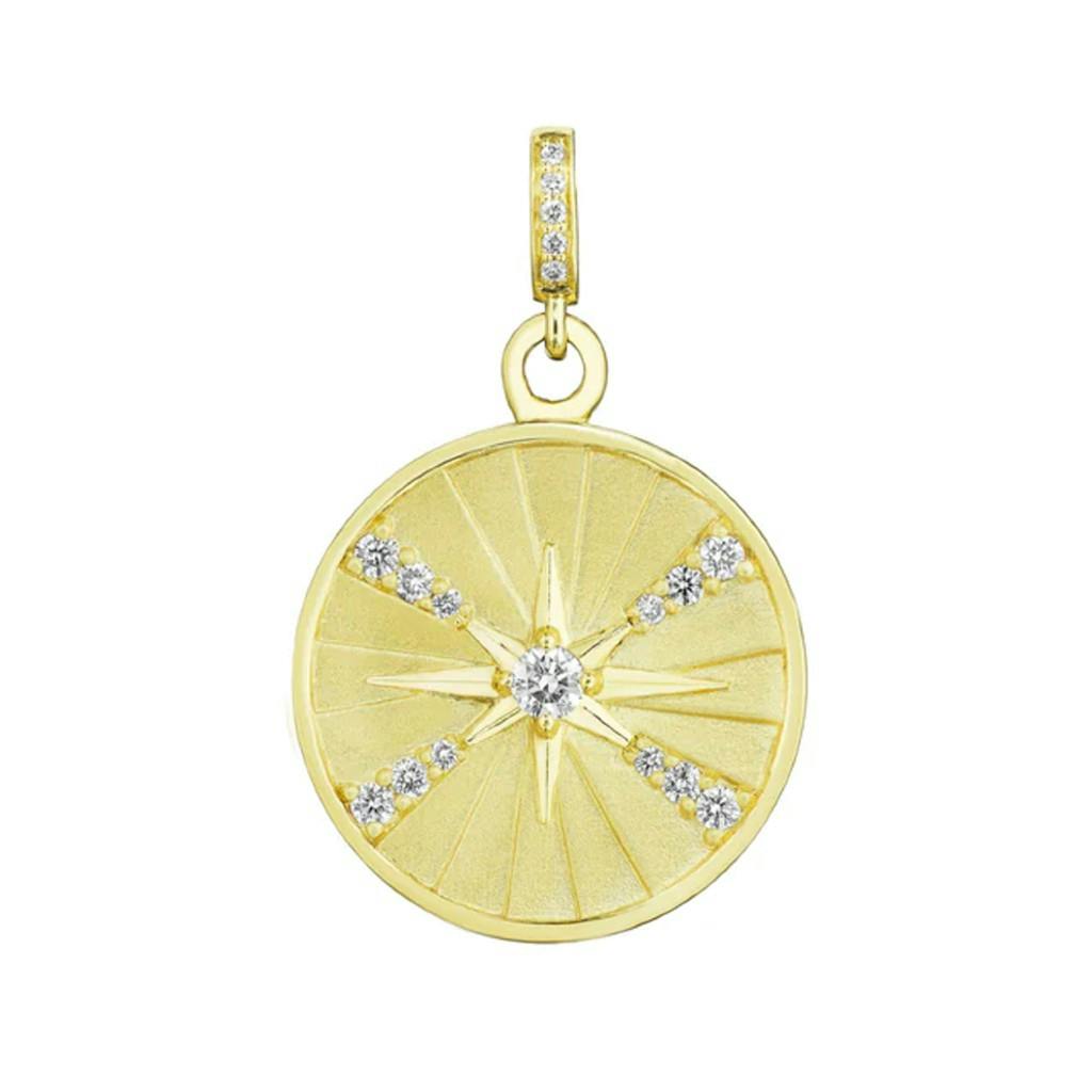 Penny Preville 22mm Yellow Gold Diamond Starburst Medallion Pendant 0
