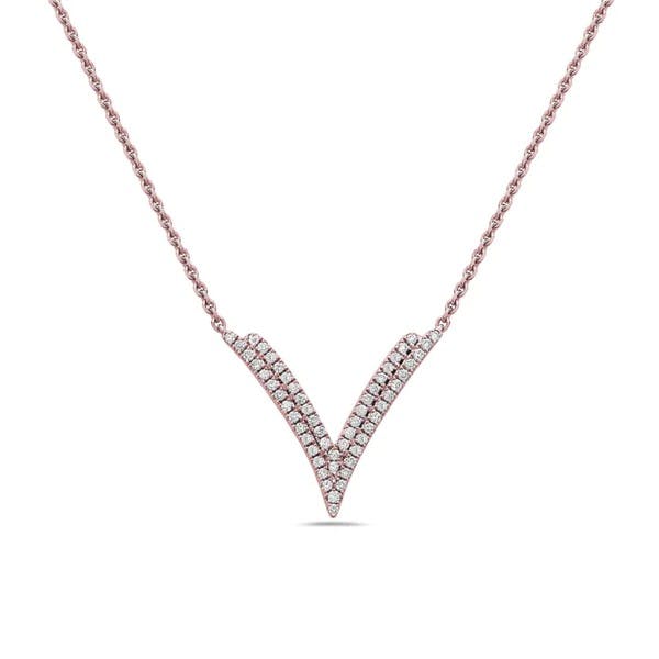 Charles Krypell Rose Gold and Diamond Double-V Pendant Necklace 0